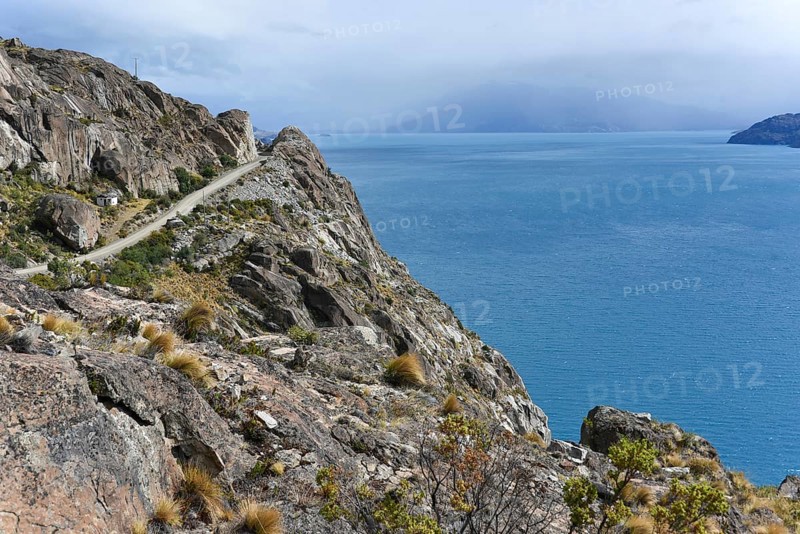 Road from Chile Chico to Puerto Guadal at the lake Lago General Carrera (or also Lago Buenos Aires in Argentina)