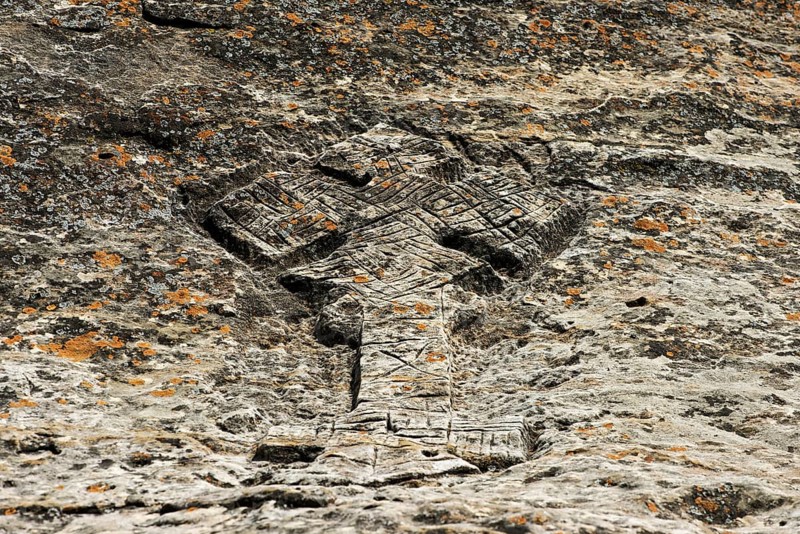 Ethiopian-orthodox cross carved in stone