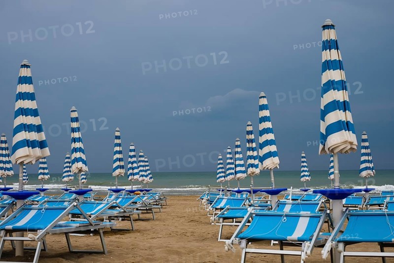 Abandoned beach chairs on the beach