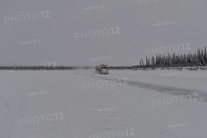 Cleared ice road on the Mackenzie River