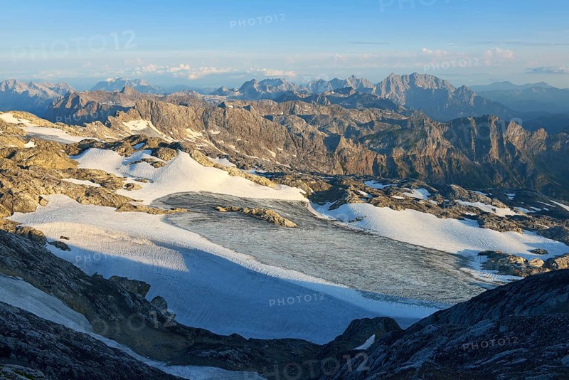View from the matras on the Hochkonig to the Ubergossene Alm and the Steinerne Meer