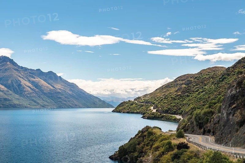 Curvy road to Queenstown on Lake Wakatipu