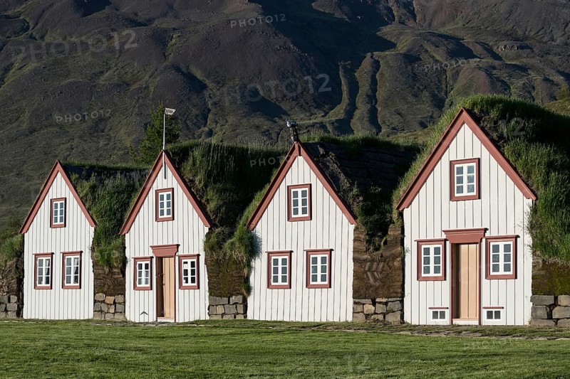 Old icelandic turf houses Laufas