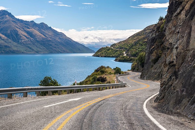 Curvy road to Queenstown on Lake Wakatipu