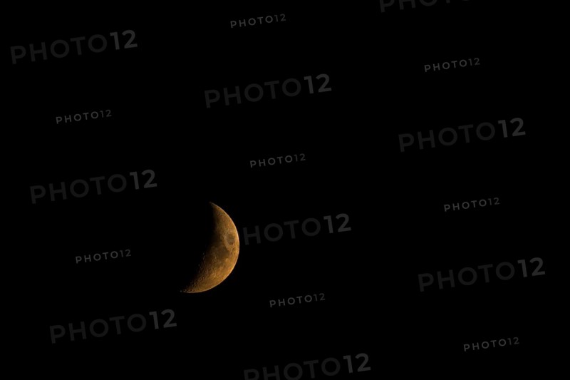 Crescent moon in the night sky
