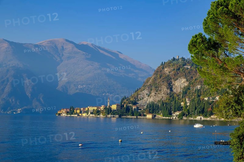 View over lake to the village