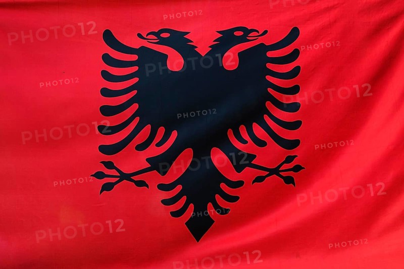 Albanian flag with double-headed eagle
