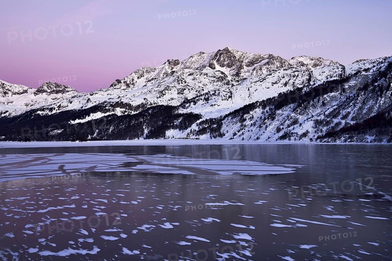 Frozen Lake Silsersee in winter