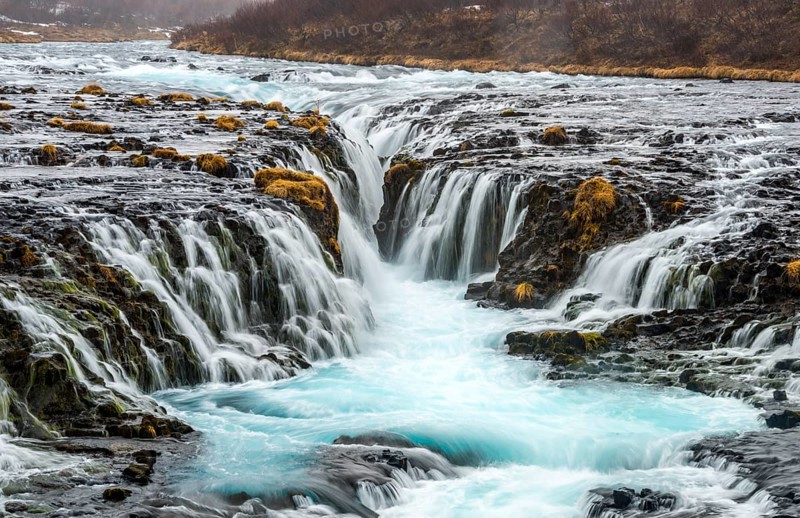 Waterfall Bruarfoss in winter