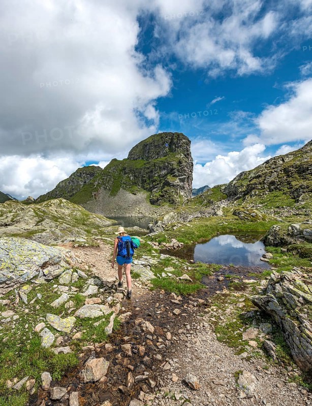 Hiker at a small lake