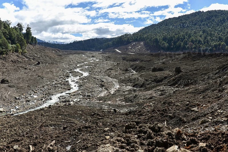 Destroyed forest by a landslide in Villa Santa Lucia