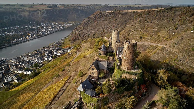 Thurant Castle high above the Moselle near Alken