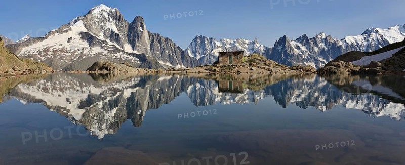 Mountain panorama with water refelction in Lac Blanc