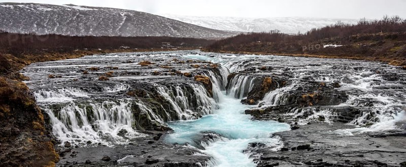 Waterfall Bruarfoss in winter