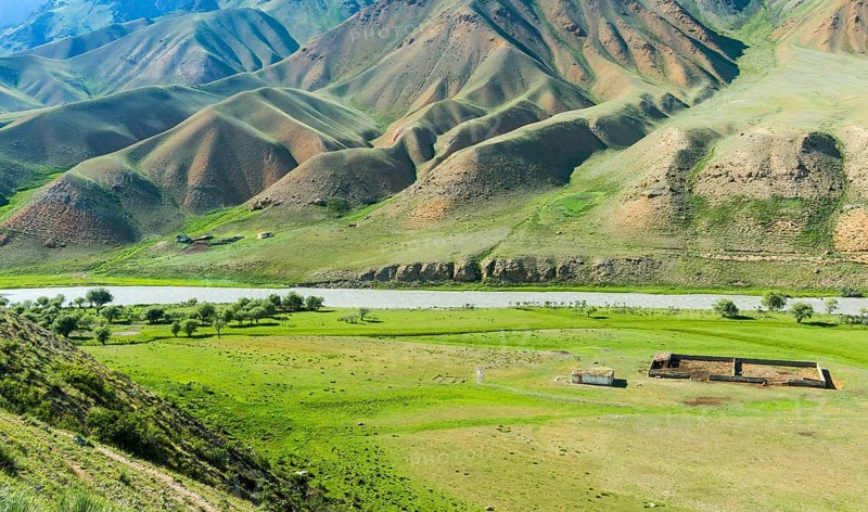 Mountain landscape at Naryn River