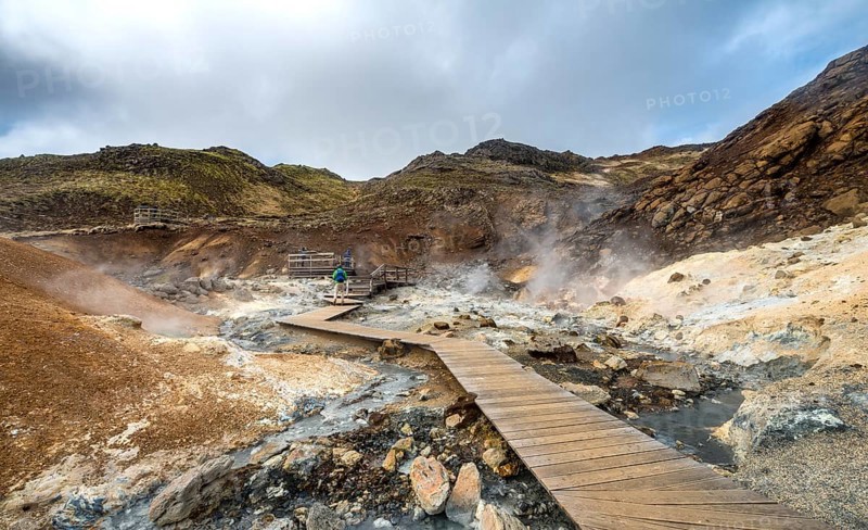 Boardwalk over steaming ground