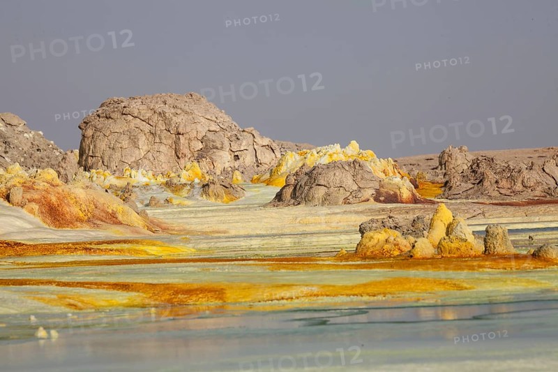 Sulphur sediments in the thermal area of Dallol