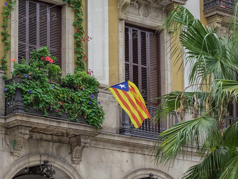 Catalan flag at the window