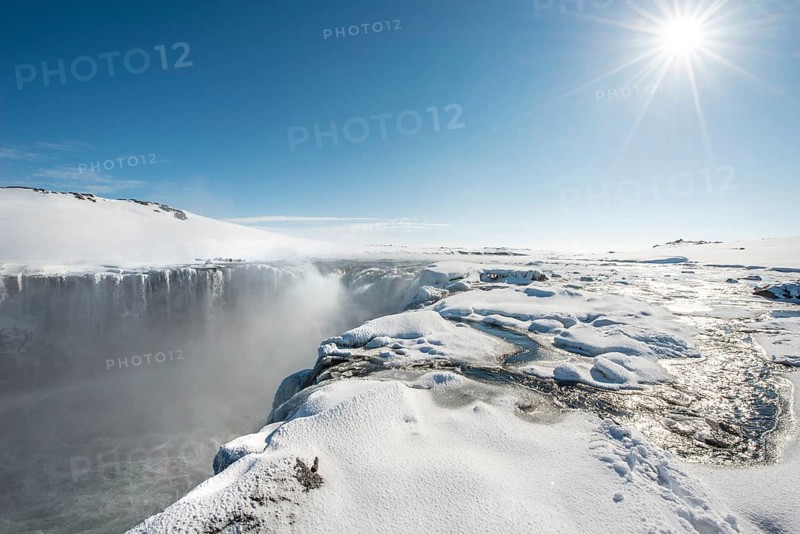 Hafragilsfoss Waterfall in winter