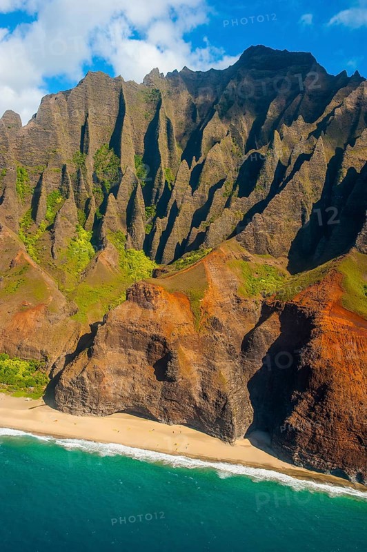 Aerial of the rugged Na Pali Coast