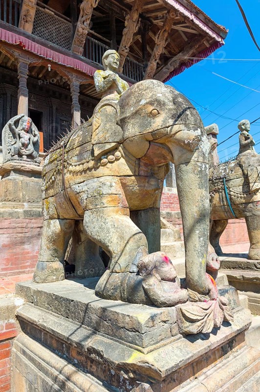 Ganesh Shrine with stone elephants as guard