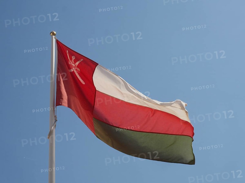Flag of Oman waving at the mast