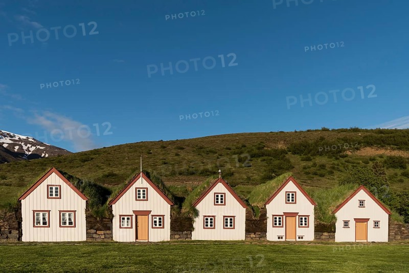Old icelandic turf houses Laufas