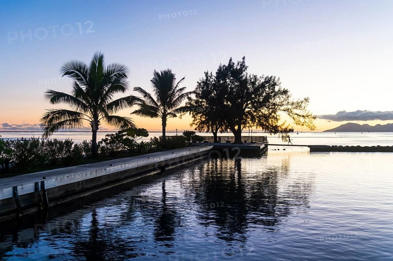Swimming platform at sunset