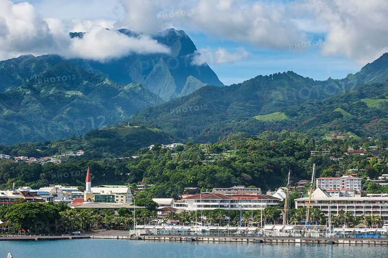 City view with high mountains