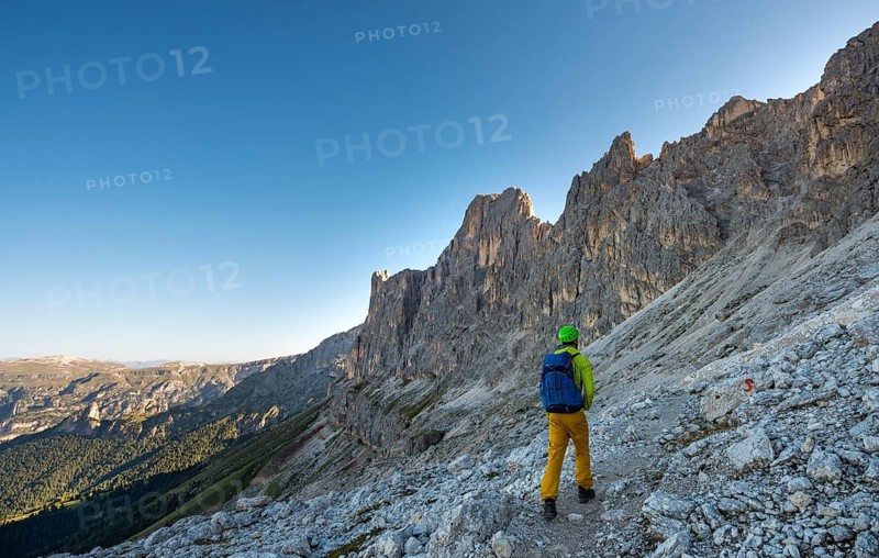 Hiker on the way to Santner via ferrata