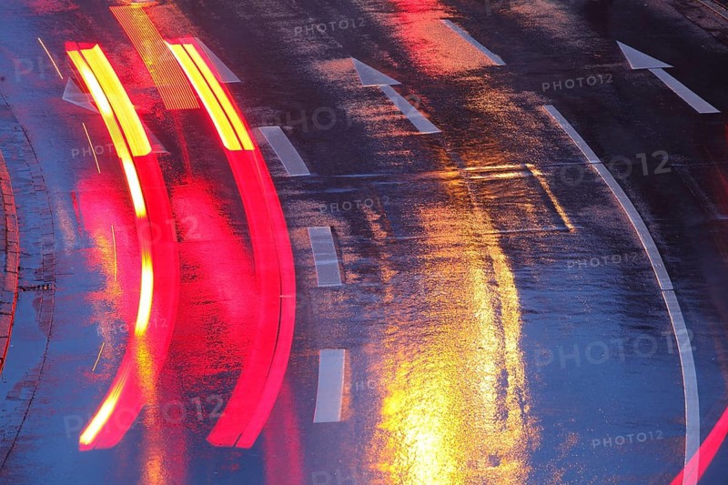 Rain-wet street