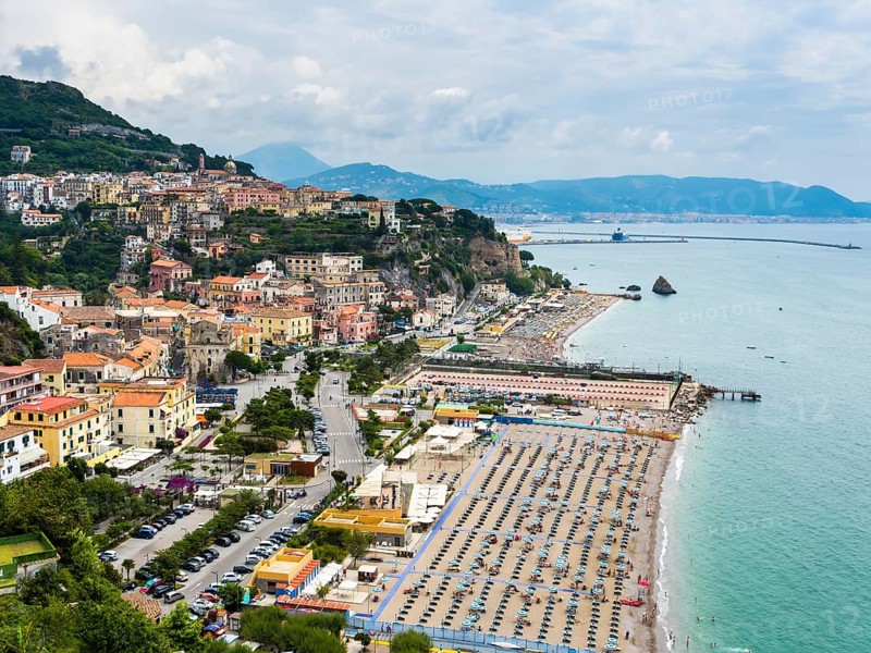 Tourist lido with umbrellas and sunbeds