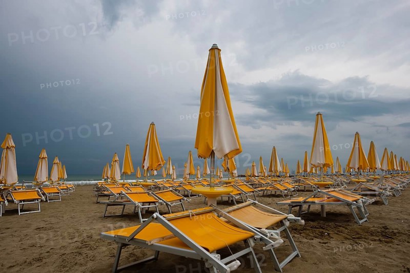 Abandoned beach chairs on the beach
