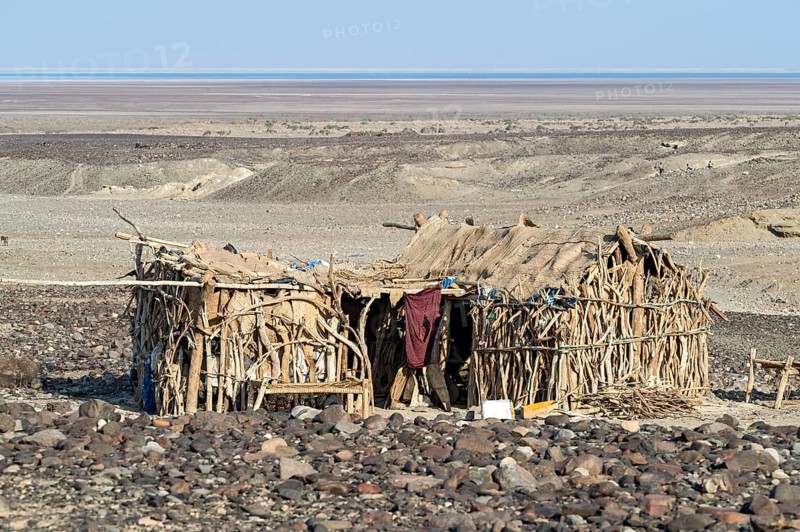 Traditional hut of Afar nomads in the desert
