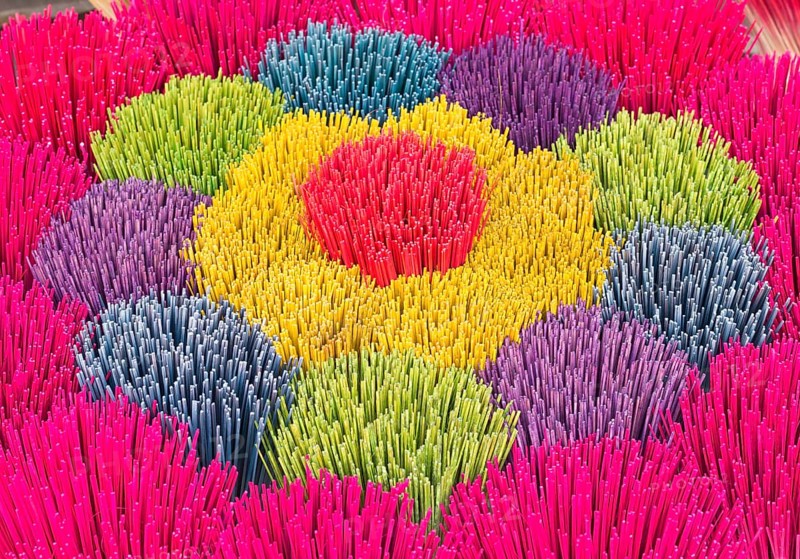 Colourful incense sticks