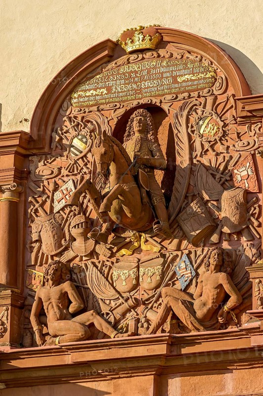 Landgrave on horseback with other figures and war symbols