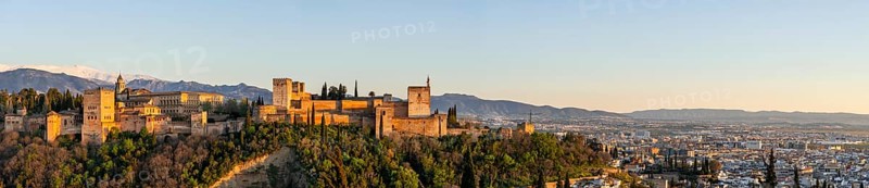 Cityscape with Alhambra at evening light