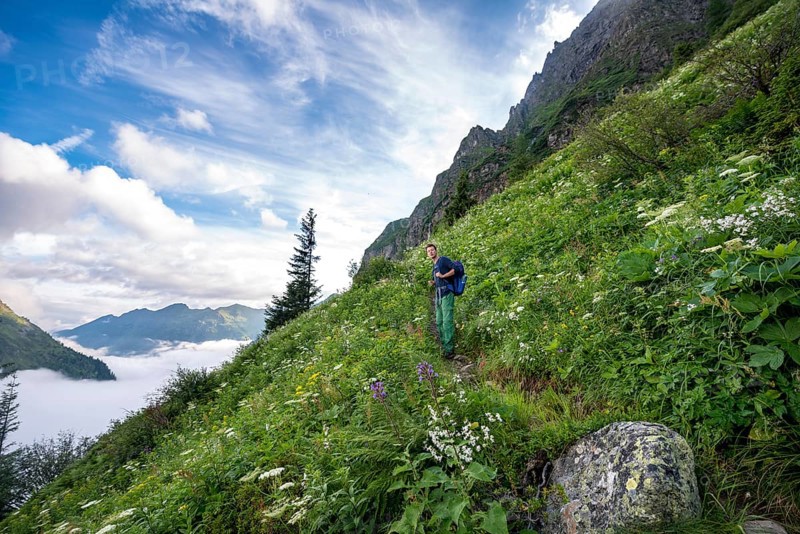 Hiker on hiking trail