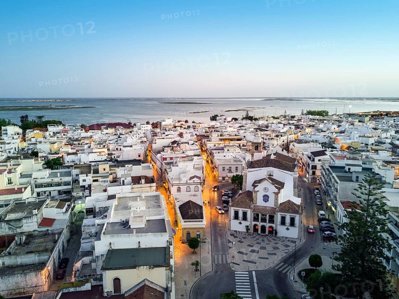 City view at dusk