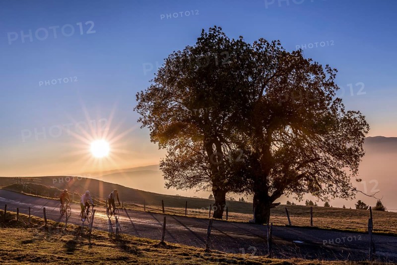 Bikers at sunset on Mont Saleve