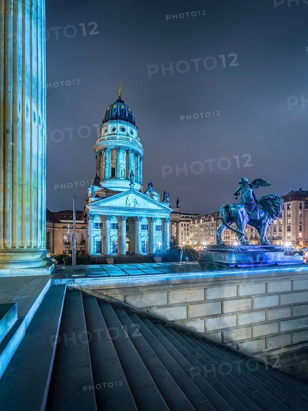 Illuminated French Cathedral on Gendarmenmarkt