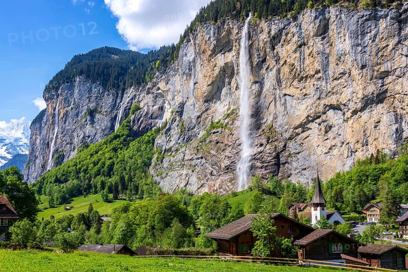 View of Lauterbrunnen with Staubbach Falls