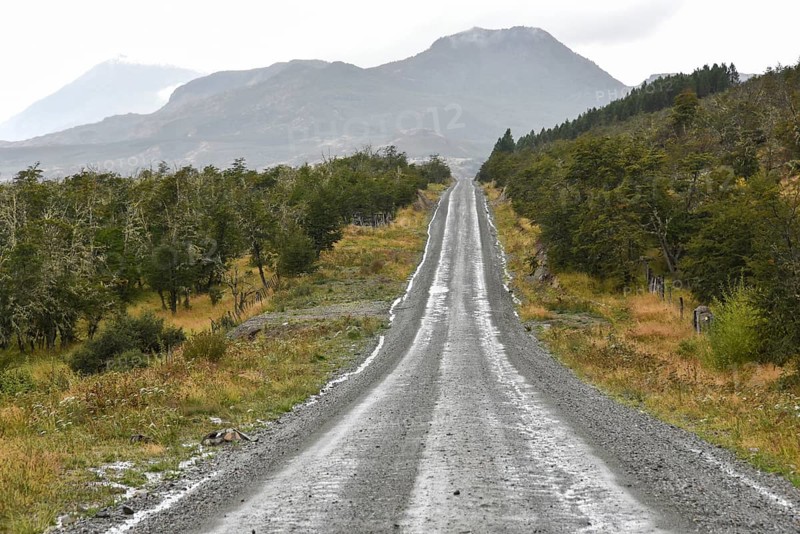 Corrugated iron runway of the Carretera Austral in the rain