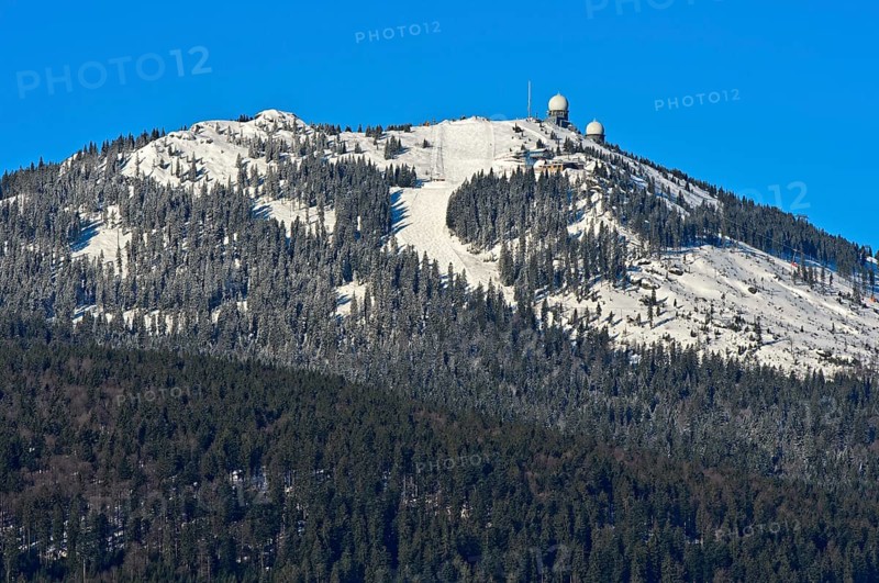 Grosser Arber summit with radomes in winter
