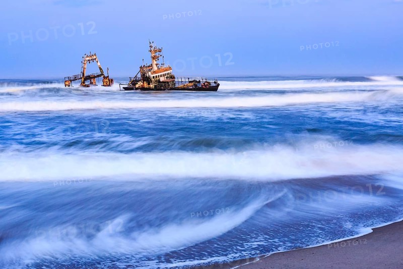Shipwreck Zeila in the water with swell
