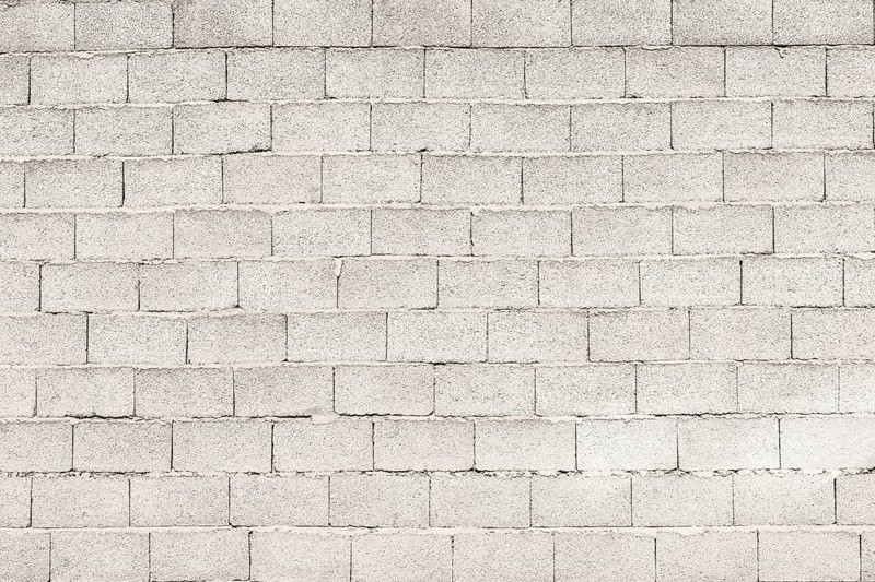 Brick-built wall of gray expanded clay stones
