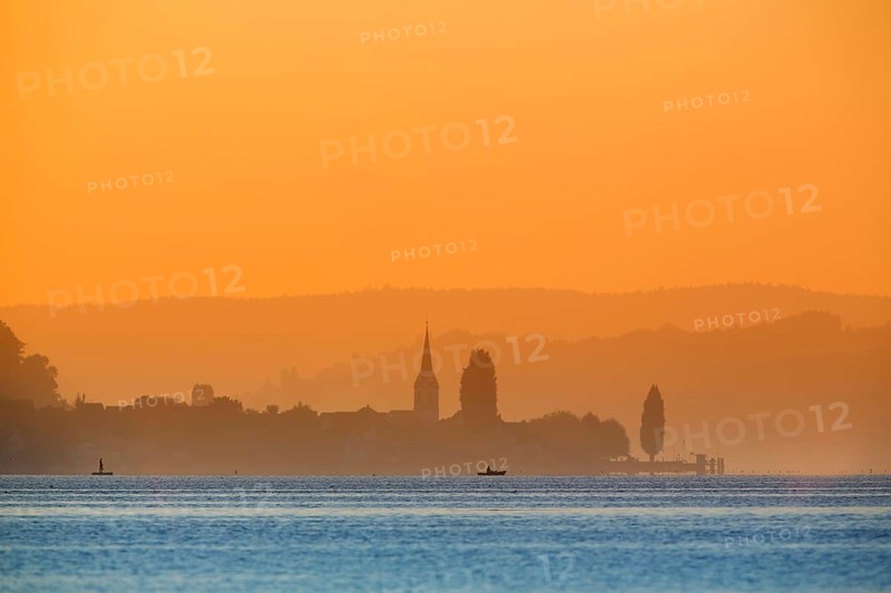 View from the island Reichenau over Lake Constance at sunset