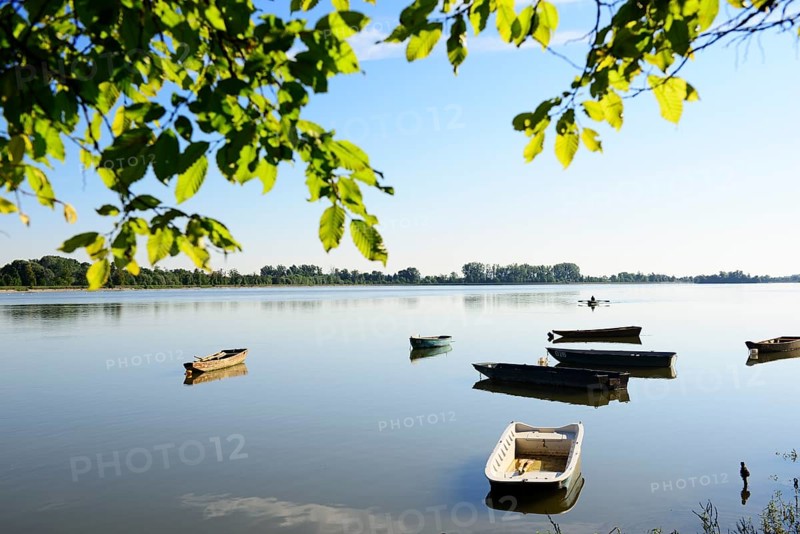 Boats on river Isar at Loiching