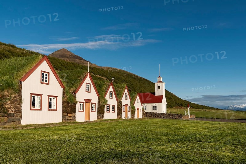 Old icelandic turf houses Laufas