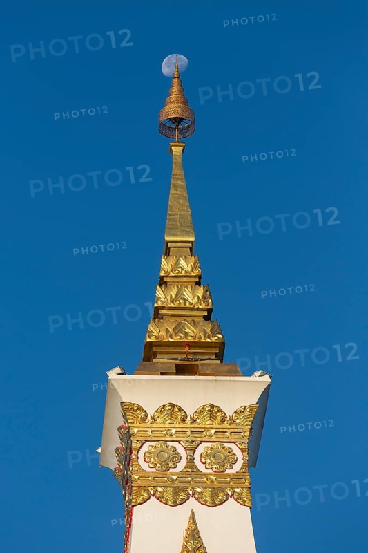 Lace of Chedi Wat Phra That Phanom decorated with golden ornaments